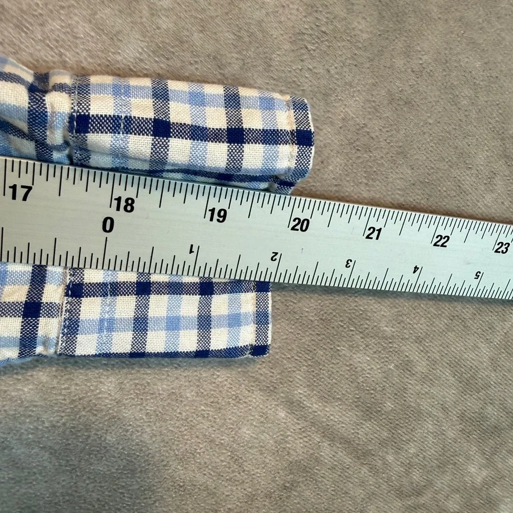 Ralph Lauren Button Down Shirt Boys M 10-12 Blue White Plaid Long Sleeve Pony